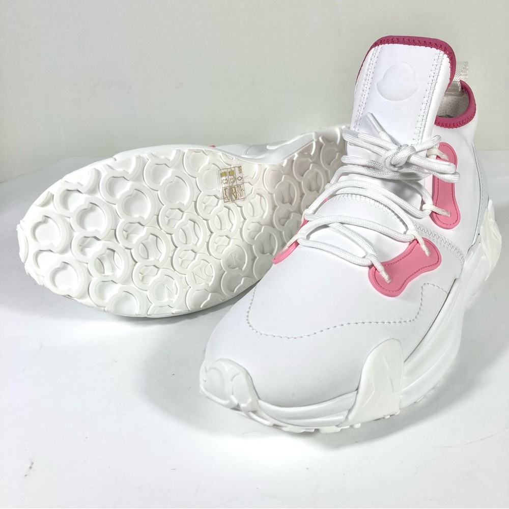 Moncler Lunarove Low Top Sneakers Pull Tab White Pink Size EU 40 US 10 NEW - Picture 6 of 17
